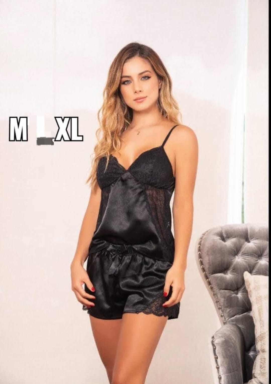 Pijama Satin con encaje