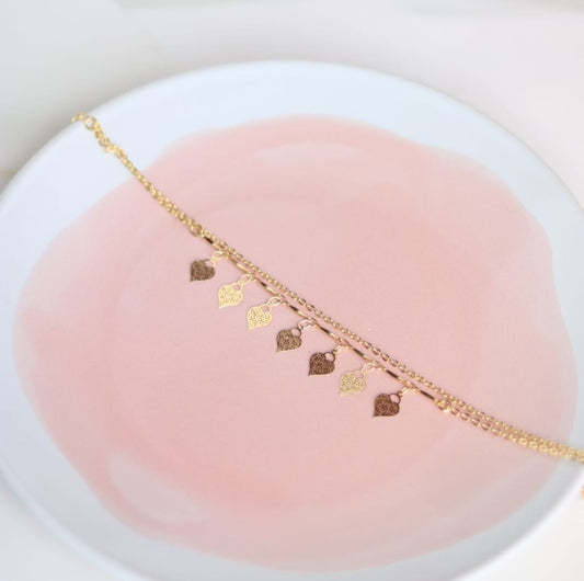 Tobillera dorada Corazones