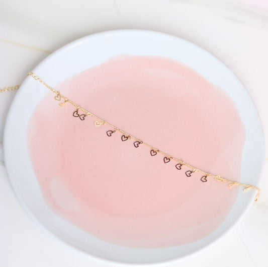 Tobillera dorada Corazones