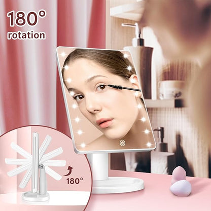 Espejo de maquillaje con luz y rotacion.