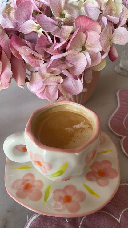 Set de tazas flores rosadas