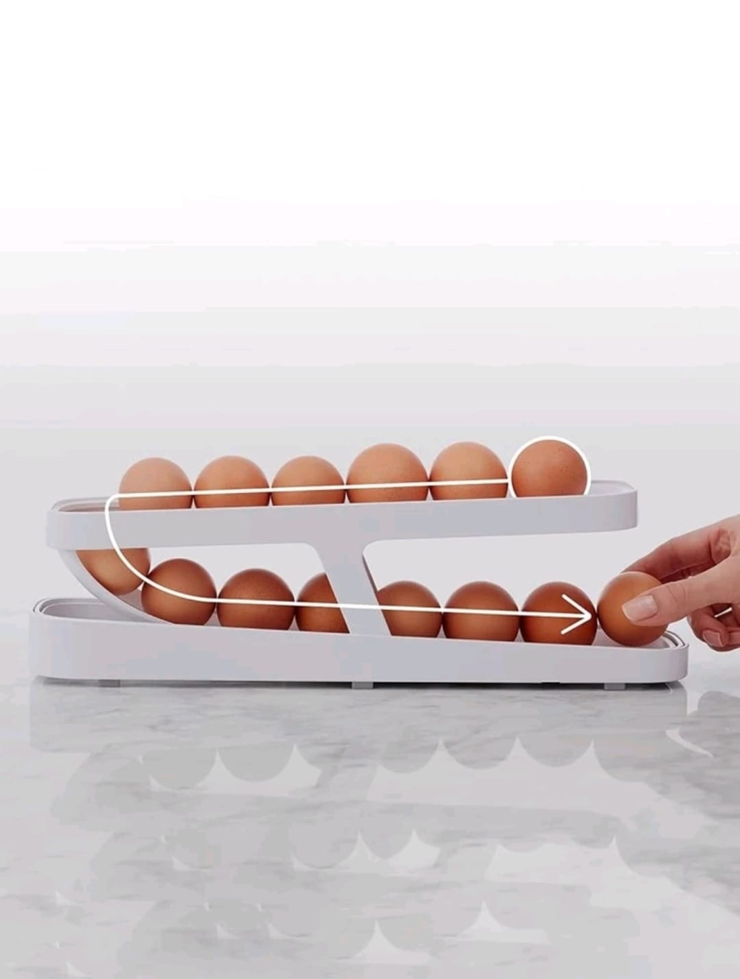 Dispensador de huevos en cascada