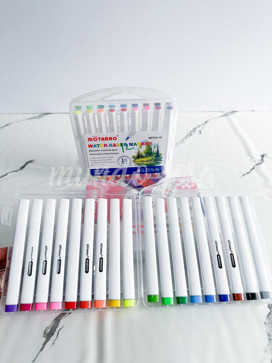Marcadores a base de agua punta delgada o tipo pincel.