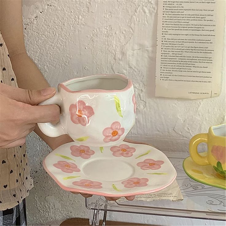 Set de tazas flores rosadas