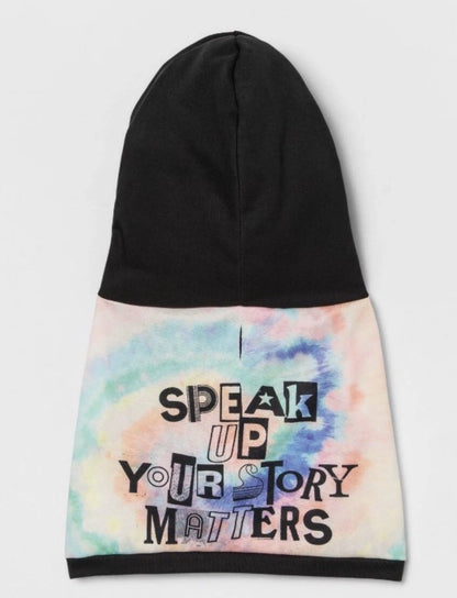 Sueter sin mangas con capucha - speak up your story matters (Habla, tu historia importa).